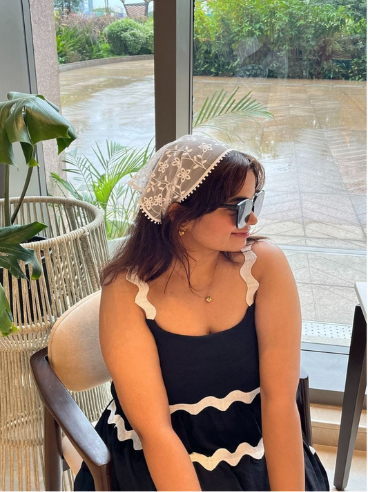 Black Lace Work A Line Western Dress