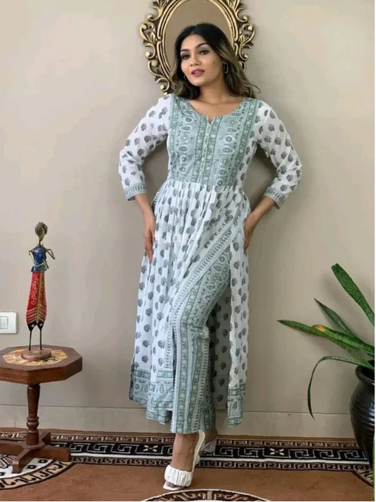 Printed Nayra Cut Kurta and Pant Set