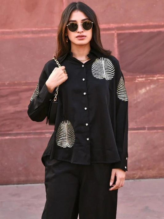 Black Squin Embroidered Co-Ord Set