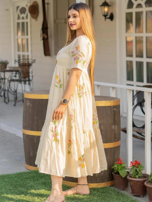 Leaves Printed Anarkali Kurta