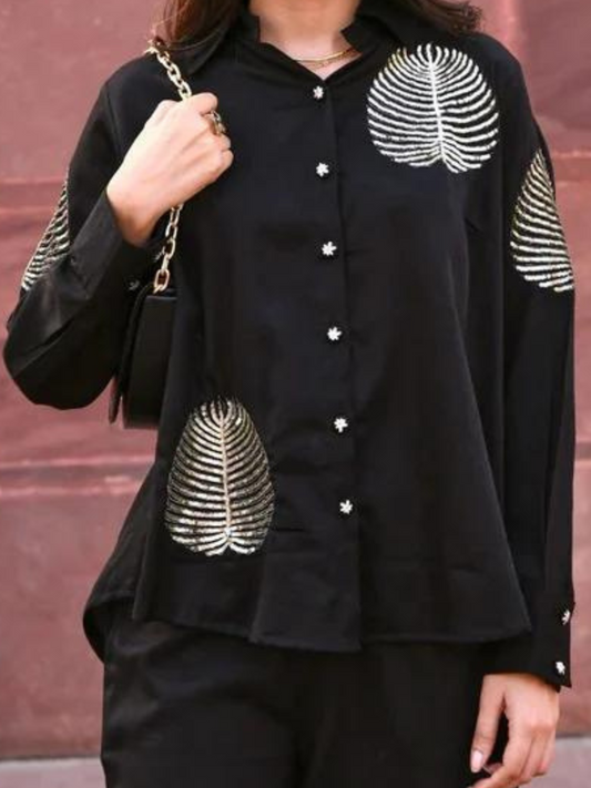 Black Squin Embroidered Co-Ord Set