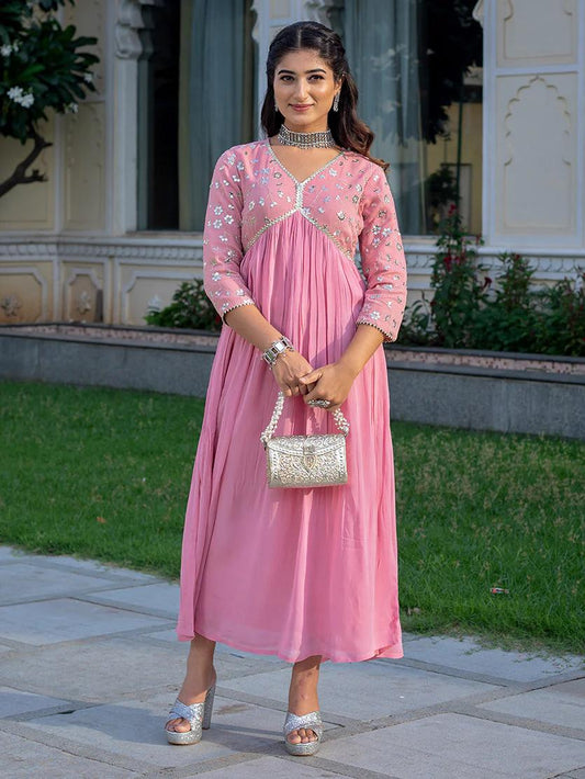 Blush Pink Embroidered Anarkali Gown