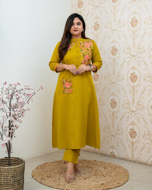 Yellow Haay Embroidered Kurta Set