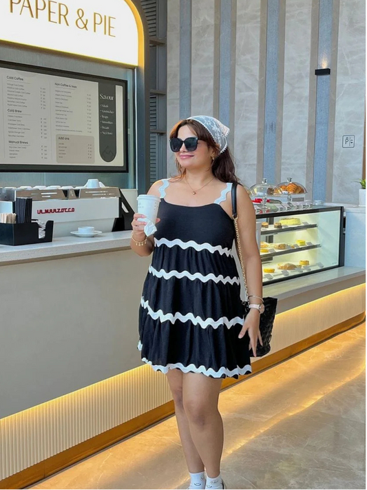 Black Lace Work A Line Western Dress