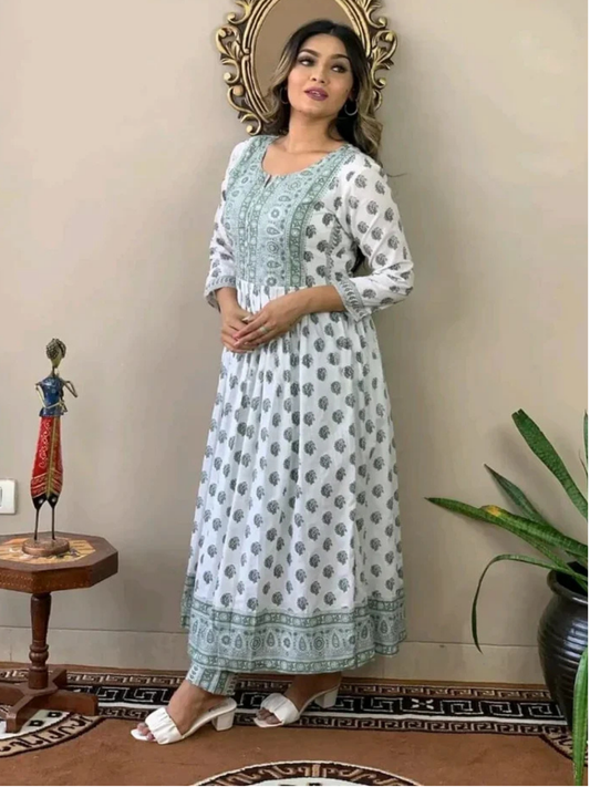Printed Nayra Cut Kurta and Pant Set