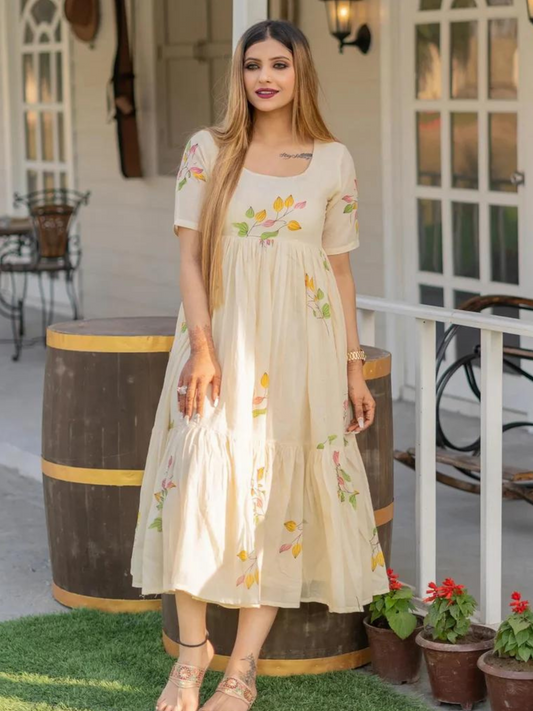 Leaves Printed Anarkali Kurta