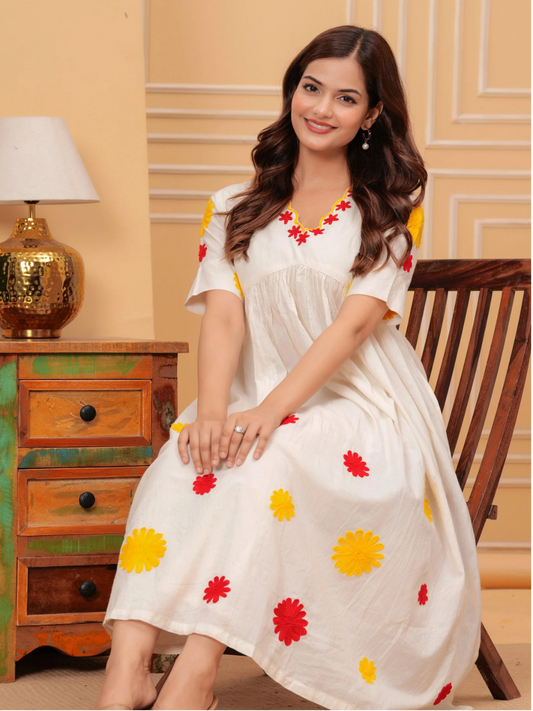 Embroidered Cotton Kurta and Pant Set