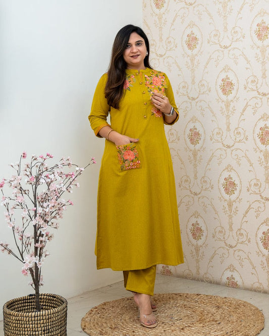 Yellow Haay Embroidered Kurta Set